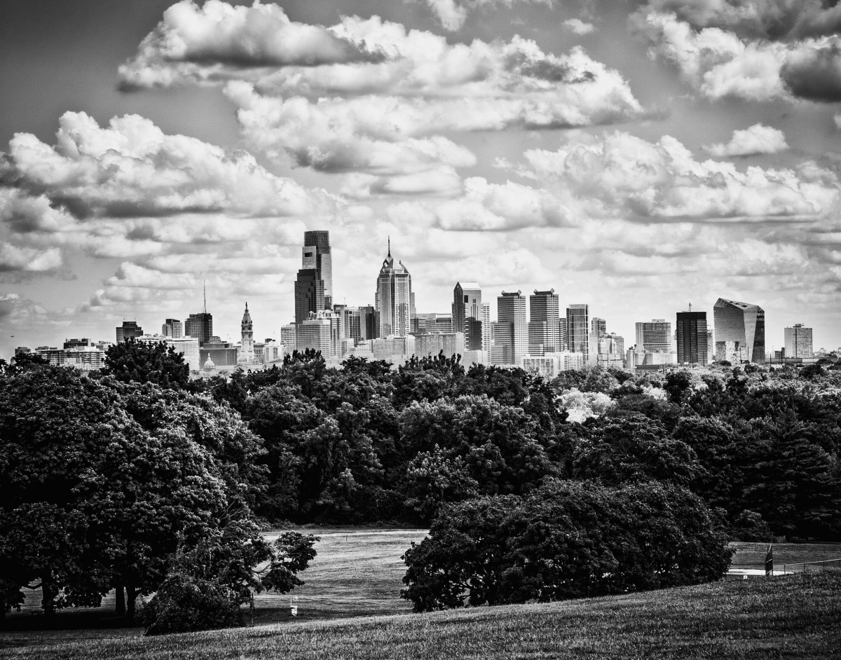 The Philadelphia Skyline in Black and White - Harlan Landes Photography